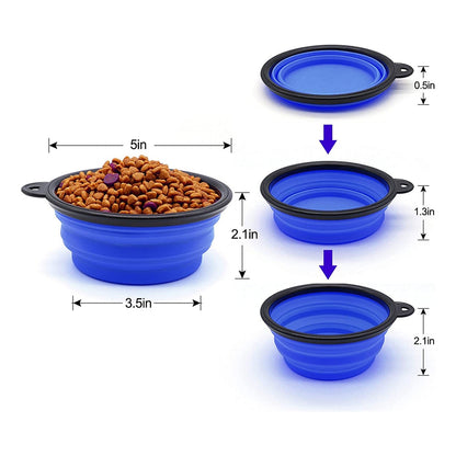 Collapsible Travel Dog Bowls — Set of 5 (Blue)