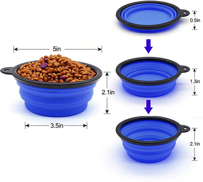 Collapsible Travel Dog Bowls — Set of 5 (Blue)