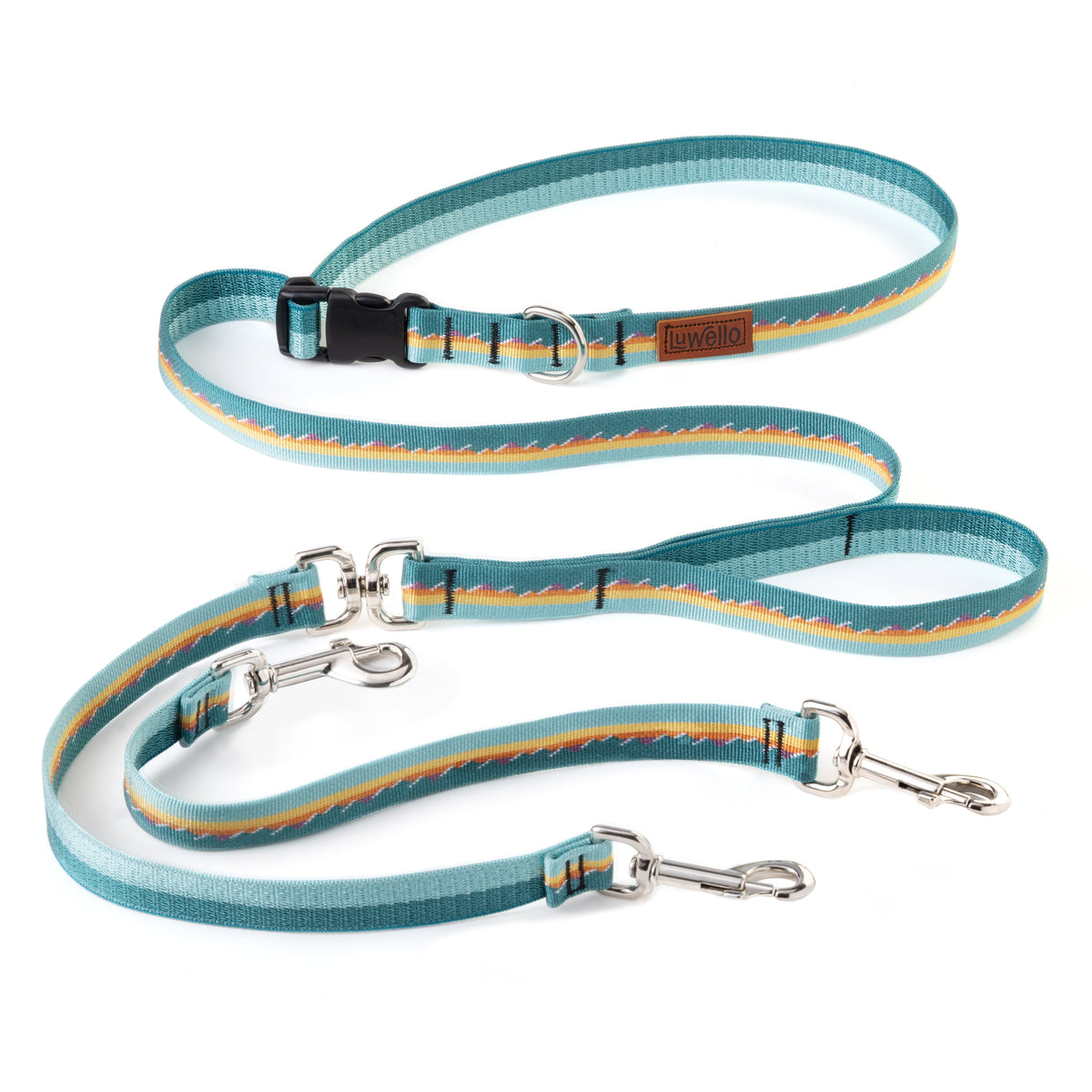 Luwello Coupler Leash for Two Dogs — 1" Belted